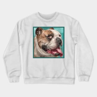 Painting of a Happy go Lucky Bulldog with Its Tongue Out Crewneck Sweatshirt